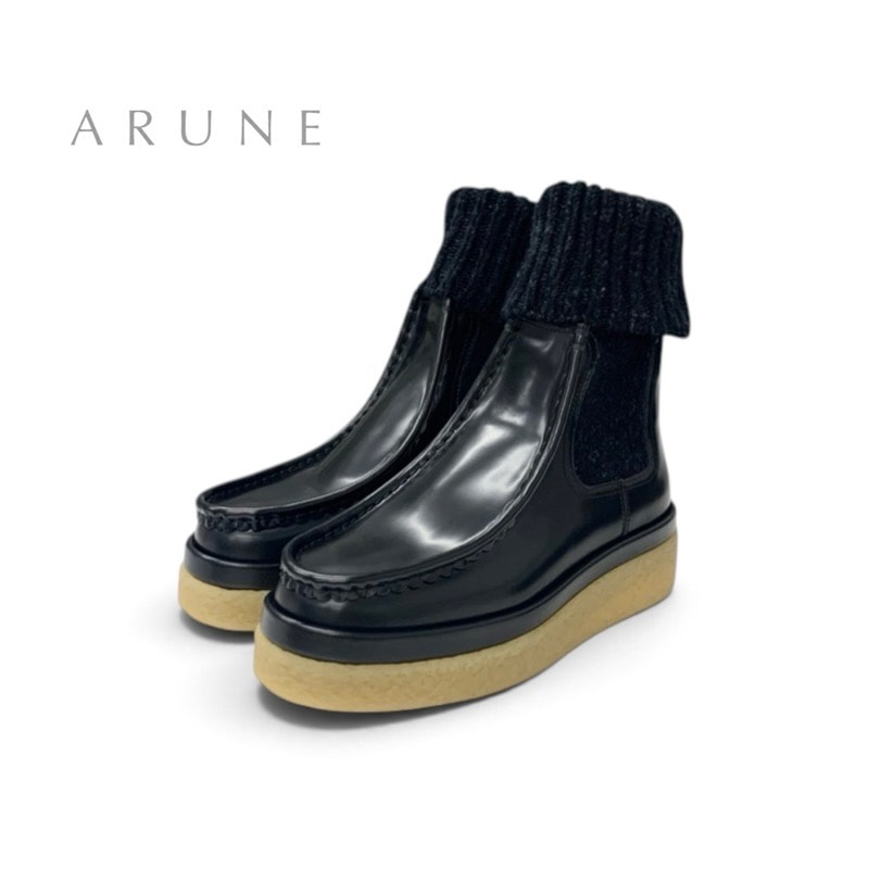 クロエ Chloe JAMIE ブーツ ショートブーツ 靴 シューズ レザー ニット ブラック 黒 ソックスブーツ