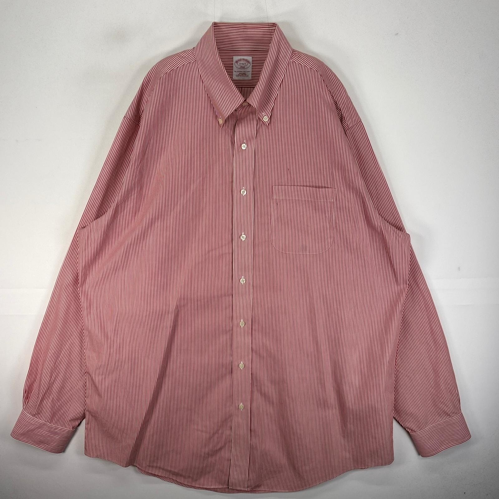 古着 ブルックスブラザーズ Brooks Brothers 長袖シャツ ボタンダウン 胸ポケット XL  レッド系 ストライプ メンズ