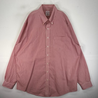 古着 ブルックスブラザーズ Brooks Brothers 長袖シャツ ボタンダウン 胸ポケット XL レッド系 ストライプ メンズ