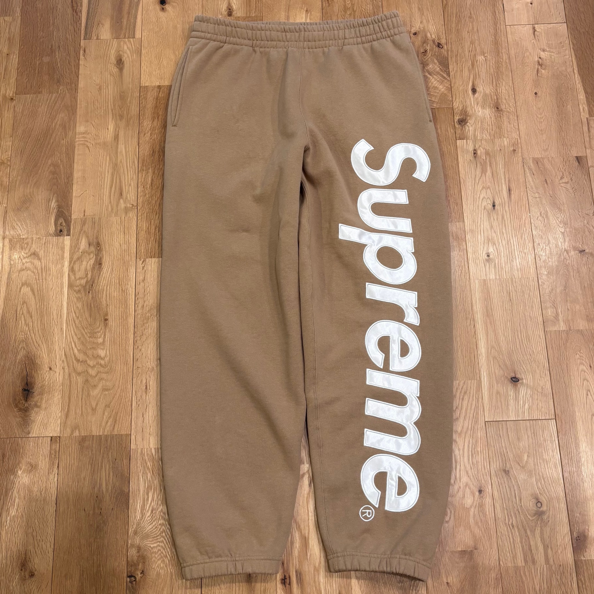 Supreme Satin Applique Sweatpant (25FW) "Dark Tan"