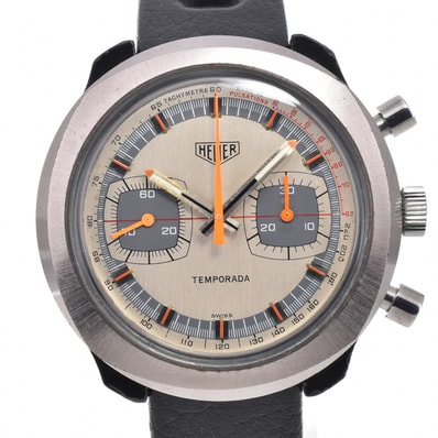 ホイヤー Heuer 733809 ヴィンテージ テンポラーダ クロノグラフ シルバー 手巻き メンズ 良品 腕時計 O#151374