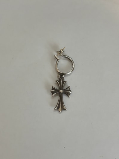 Chrome Hearts Tiny CH Cross Hoop Earrings "Silver"