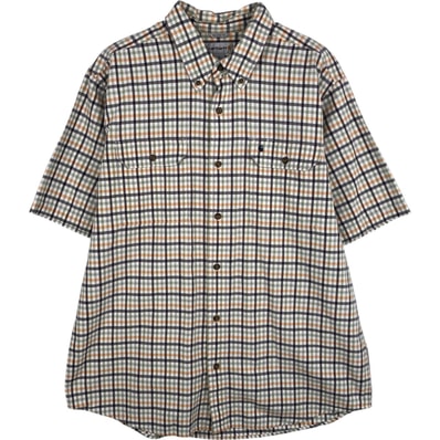 古着 カーハート Carhartt RELAXED FIT チェック柄 ボタンダウン 半袖 ワークシャツ メンズXL相当/eaa477518