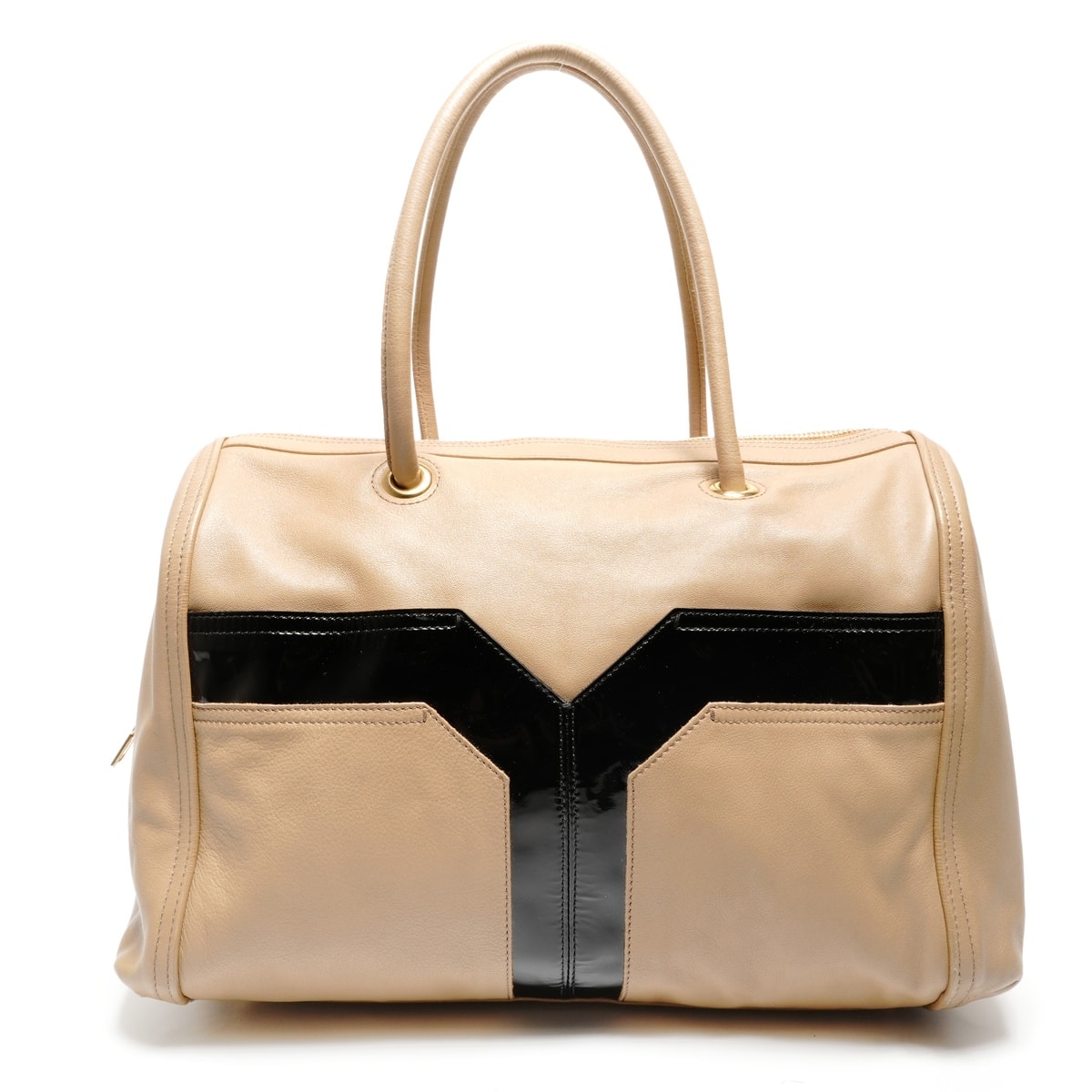 C (やや傷や汚れあり)】イヴ・サンローラン YSL Yロゴ レザー ボストン