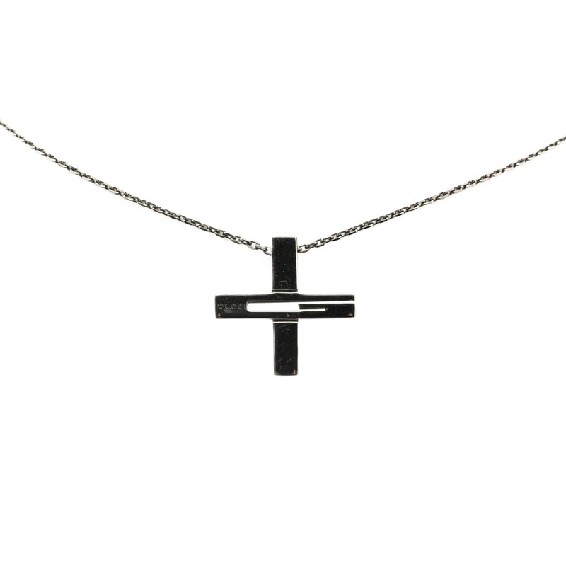 グッチ カットアウトG クロス ペンダントネックレス 228363 SV925 シルバー ルテニウム レディース GUCCI 【中古】