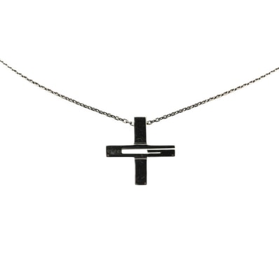 グッチ カットアウトG クロス ペンダントネックレス 228363 SV925 シルバー ルテニウム レディース GUCCI 【中古】