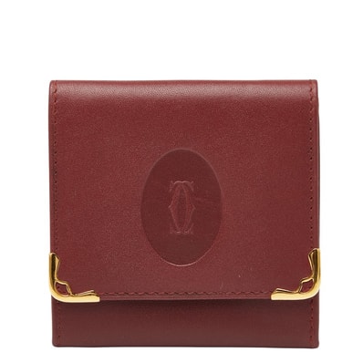 カルティエ マストライン コインケース ワインレッド ゴールド レザー レディース CARTIER 【中古】