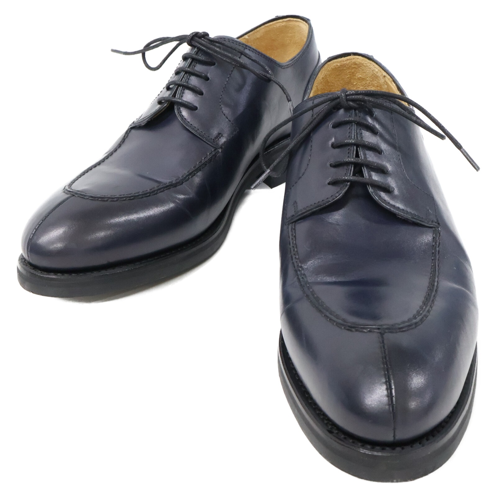 バーウィック 3566 ブラック レザー 外羽根 Vチップ ドレスシューズ 6 1/2