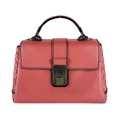 ボッテガヴェネタ BOTTEGAVENETA ハンドバッグ ショルダーバッグ イントレチャート レザー コーラルピンク レディース【中古】 z10629