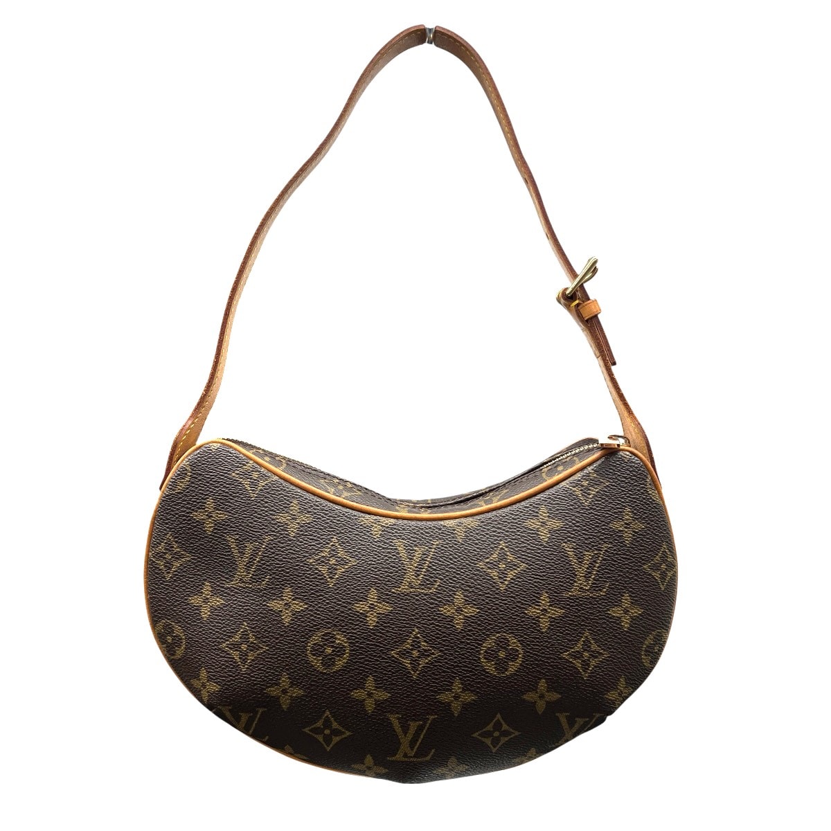 LOUIS VUITTON 美品 ルイヴィトン ポシェット クロワッサン モノグラム ハンドバッグ M51510 PVC レザー MI0013 ブラウン ワンショルダー セミショルダー ポシェット LV ヴィトン ABランク 中古 鑑定済 ヴィトンバッグ