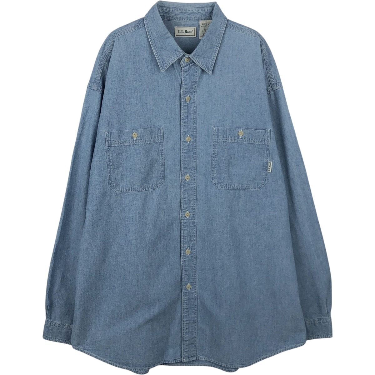 빈티지 의류 ~ 90년대 L.L.Bean 긴소매 데님 셔츠 남성용 라지 상당 빈티지/EAA652040