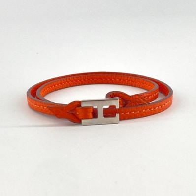 HERMES(エルメス) ビーアピ ドゥブルトゥール レザー ブレスレット オレンジ