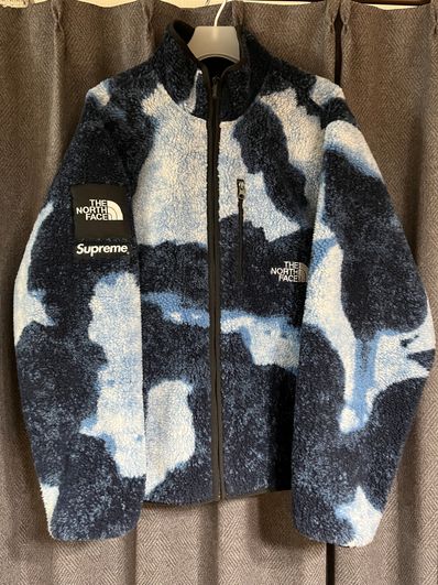 Supreme x The North Face Bleached Denim Print Fleece Jacket "Indigo"