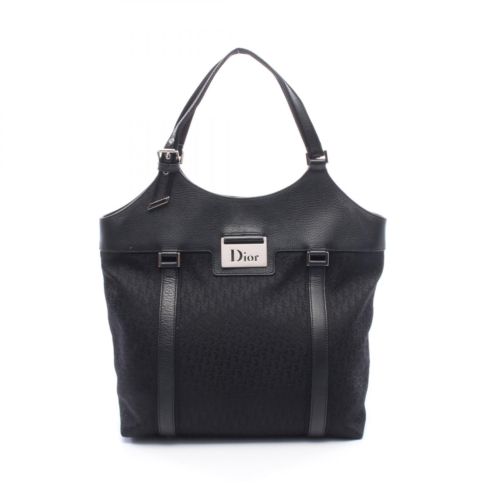 ディオール Dior トロッター ストリートシック トートバッグ バッグ キャンバス レザー レディース ブラック系 【中古】