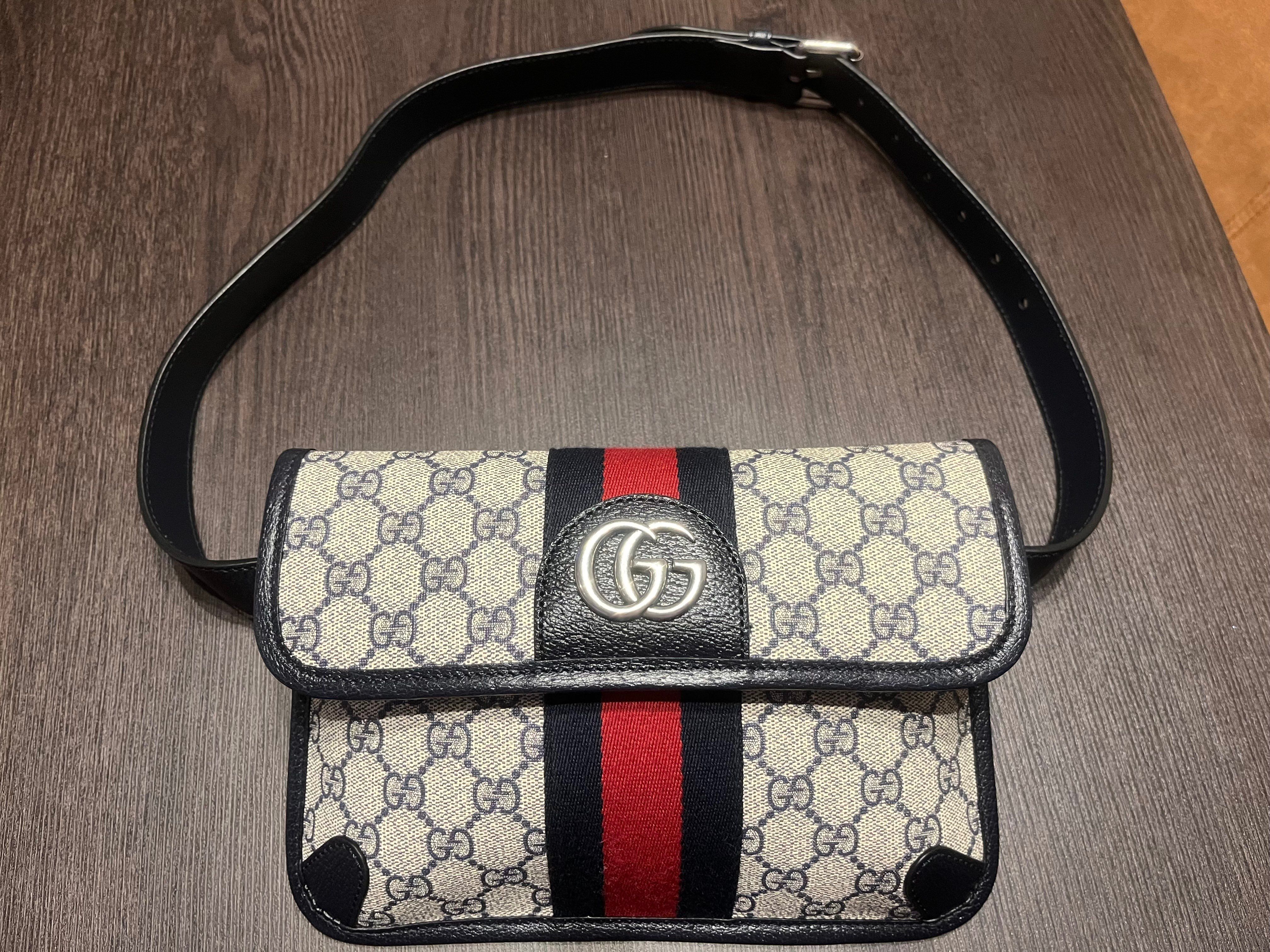 GUCCI Ophidia Belt Bag GG Supreme Canvas "Beige/Blue"