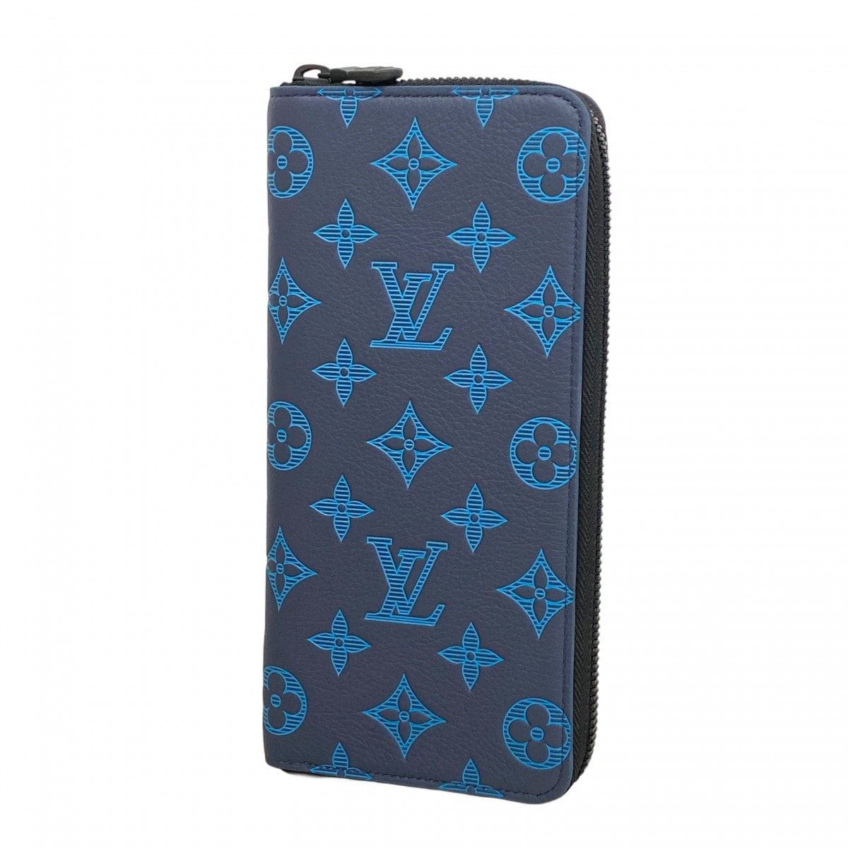 【6dc3961-k】ルイヴィトン 長財布 モノグラム・シャドウ ジッピーウォレットヴェルティカル M82322 ネイビー【中古】メンズ