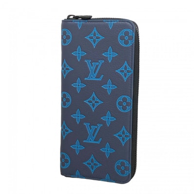 【6dc3961-k】ルイヴィトン 長財布 モノグラム・シャドウ ジッピーウォレットヴェルティカル M82322 ネイビー【中古】メンズ