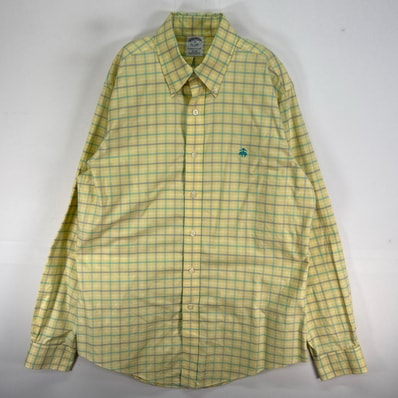 古着 ブルックスブラザーズ Brooks Brothers 長袖シャツ ロゴ 刺繍 チェック ボタンダウン M イエロー系 マルチカラー メンズ