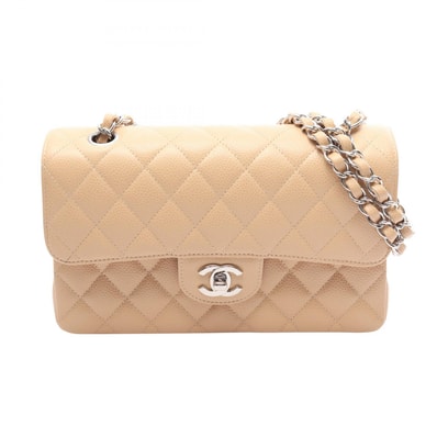 シャネル CHANEL マトラッセ Wフラップ ショルダーバッグ バッグ キャビアスキン(グレインドカーフ) レディース ベージュ系 【中古】
