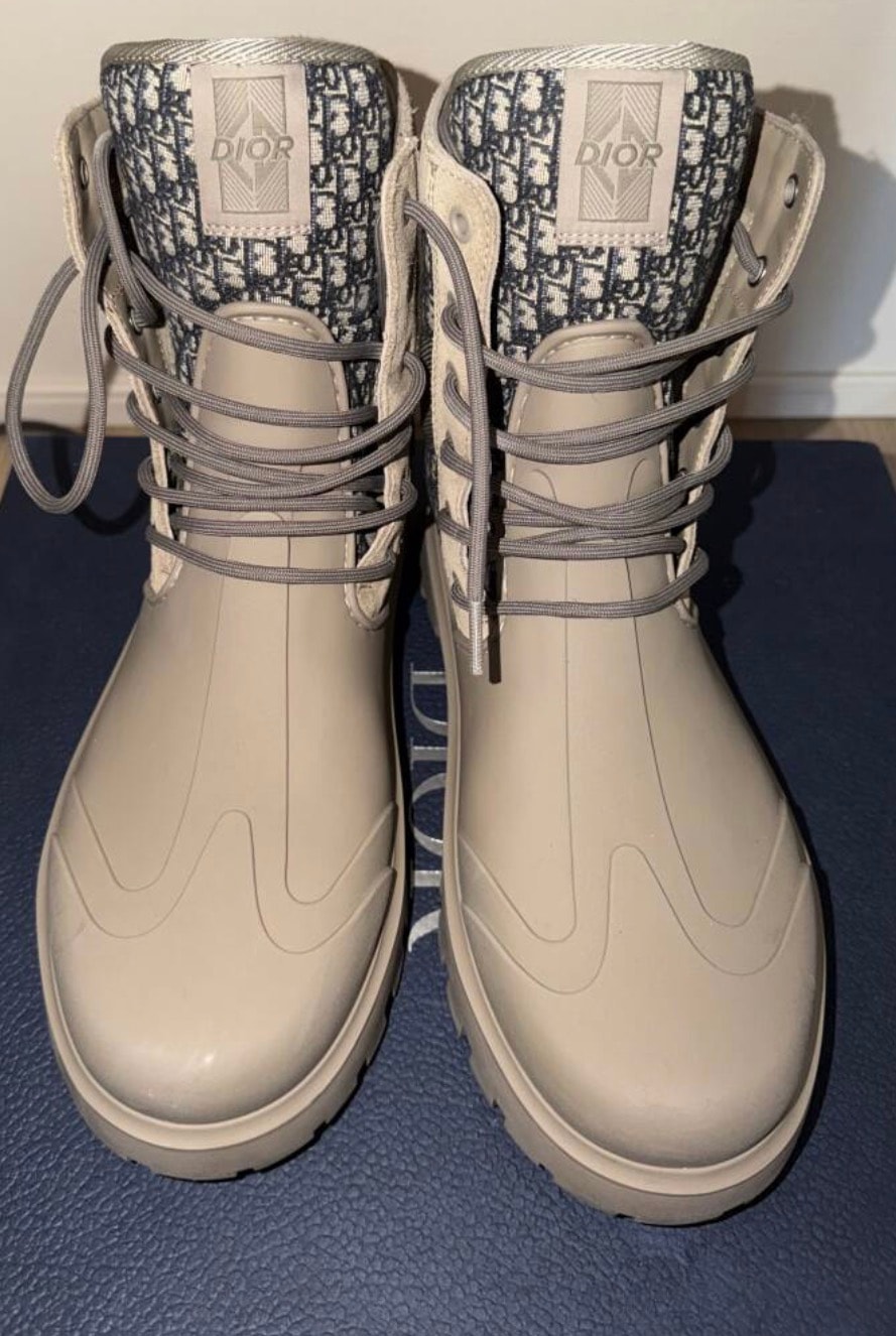 Dior Garden Lace Up Ankle Boots Rubber ベージュ ブーツ