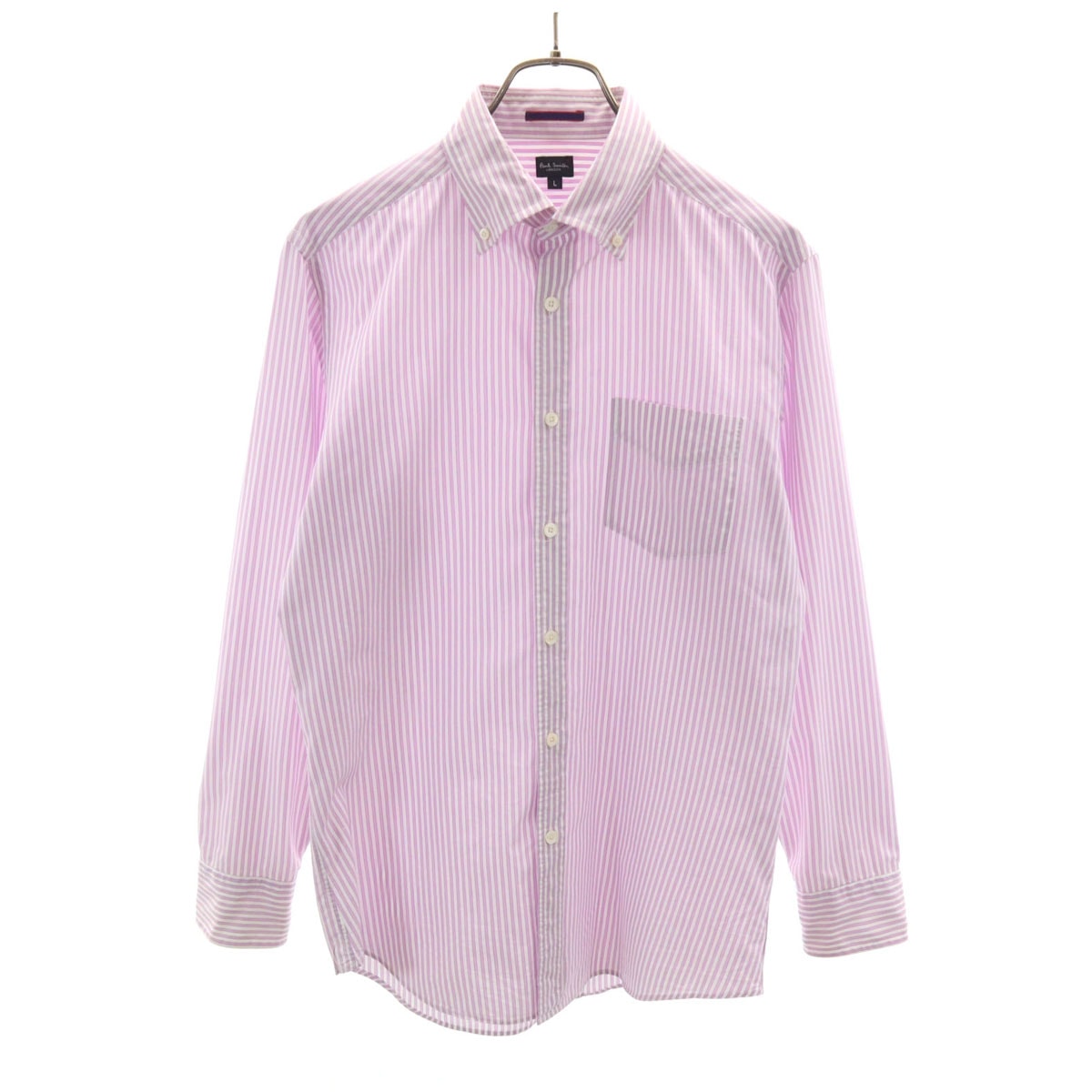 Paul Smith LONDON ポールスミスロンドン ストライプ柄 長袖 ボタンダウンシャツ L パープル