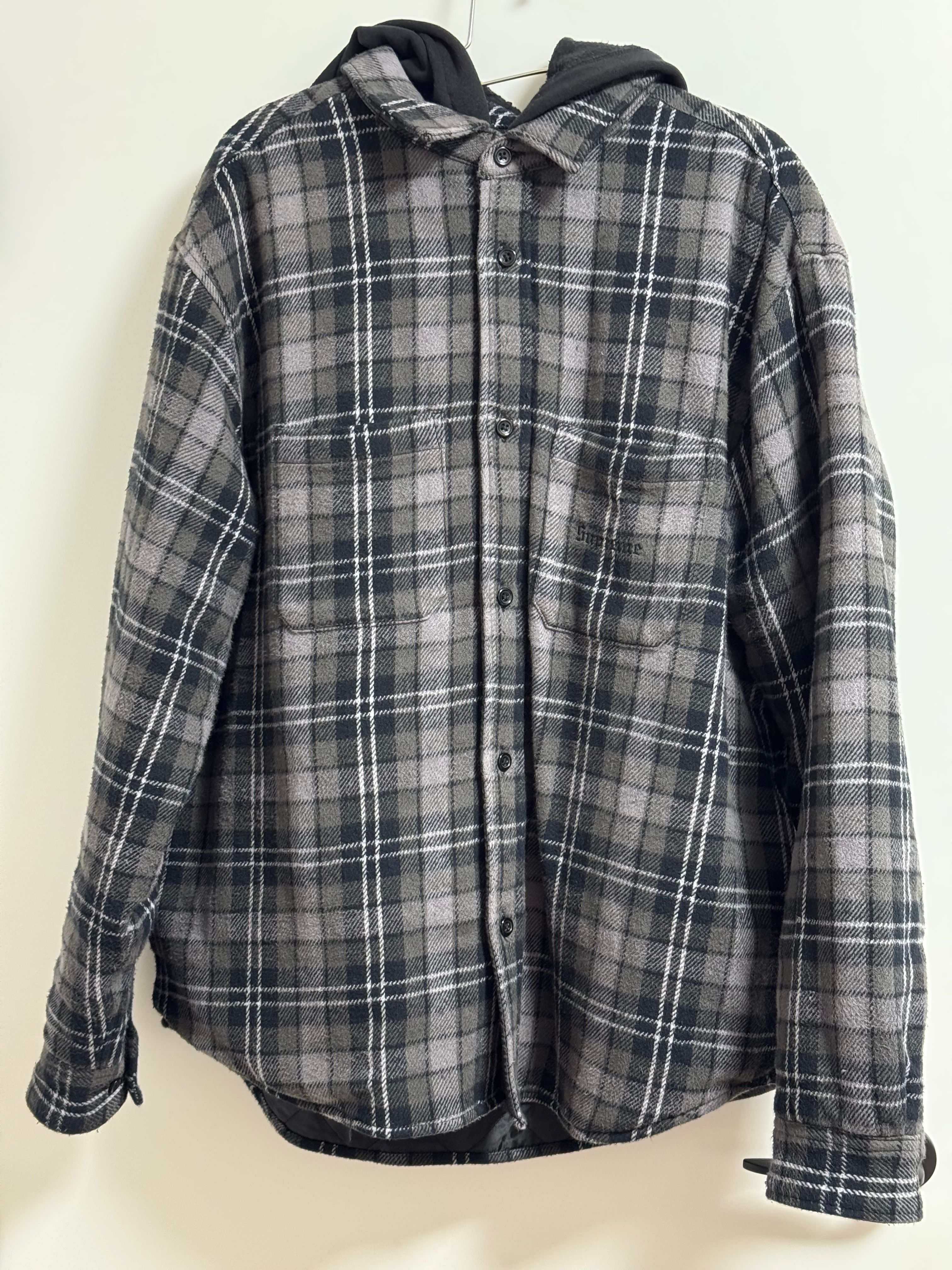 Supreme Tartan Flannel Hooded Shirt "Black"