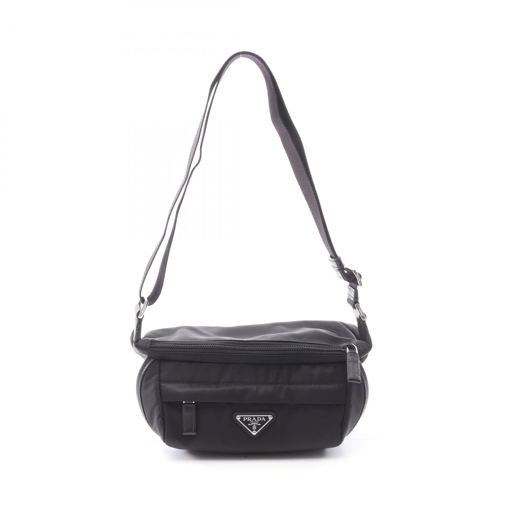 プラダ PRADA Re-Nylon ウエストバッグ ボディバッグ バッグ ナイロン サフィアーノレザー メンズ ブラック系 2VH1712DMGF0002 【中古】