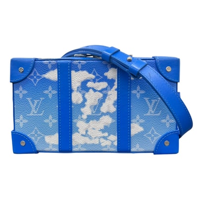 LOUIS VUITTON 極美品 ルイヴィトン 20AW ソフトトランク ウォレット モノグラムクラウズ ショルダーバッグ M45432 RFID確認済 PVC レザー ブルー クロスボディ Aランク 鑑定済 中古