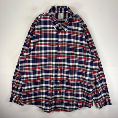 古着 ブルックスブラザーズ Brooks Brothers 長袖シャツ ボタンダウン ワンポイント 2XL ブルー系 チェック メンズ
