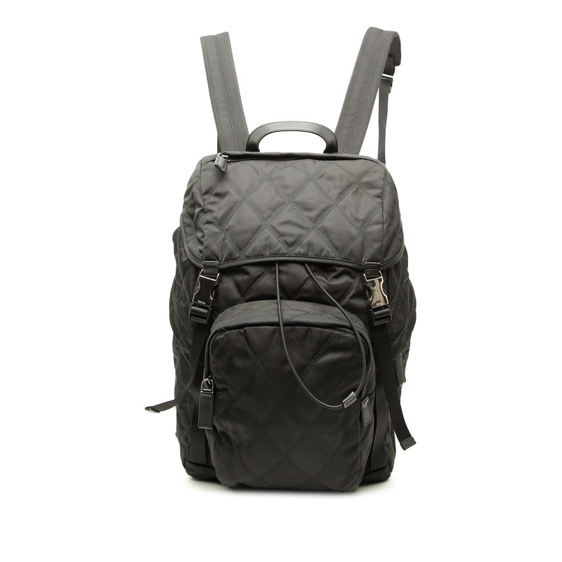 プラダ 三角ロゴプレート リュック バックパック 2VZ135 ブラック ナイロン レザー レディース PRADA 中古