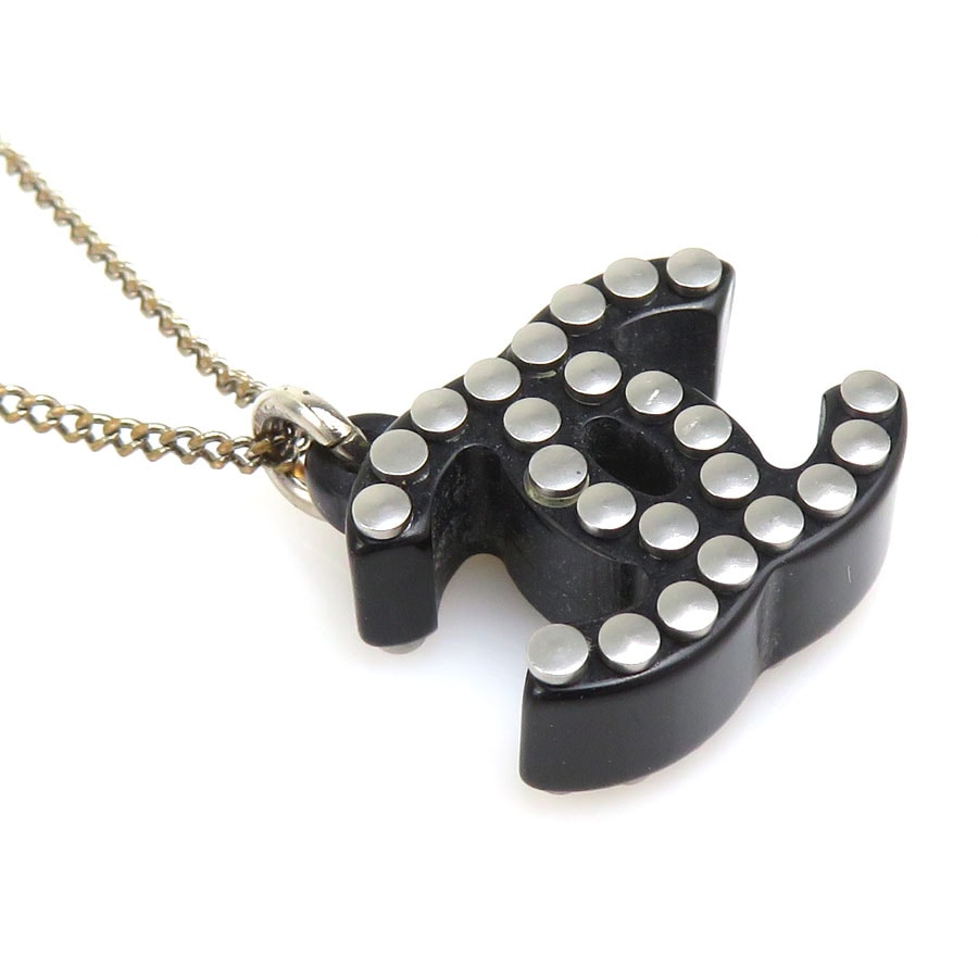 シャネル CHANEL ネックレス レジン/メタル ブラック レディース【中古】 h32176i
