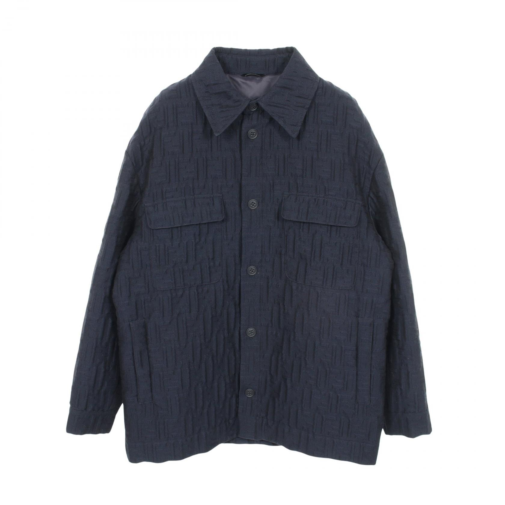 フェンディ FENDI FFエンボス シャツブルゾン 衣料品 アウター ウール ナイロン コットン / ポリエステル メンズ ネイビー系 FW1286AQMO 【中古】