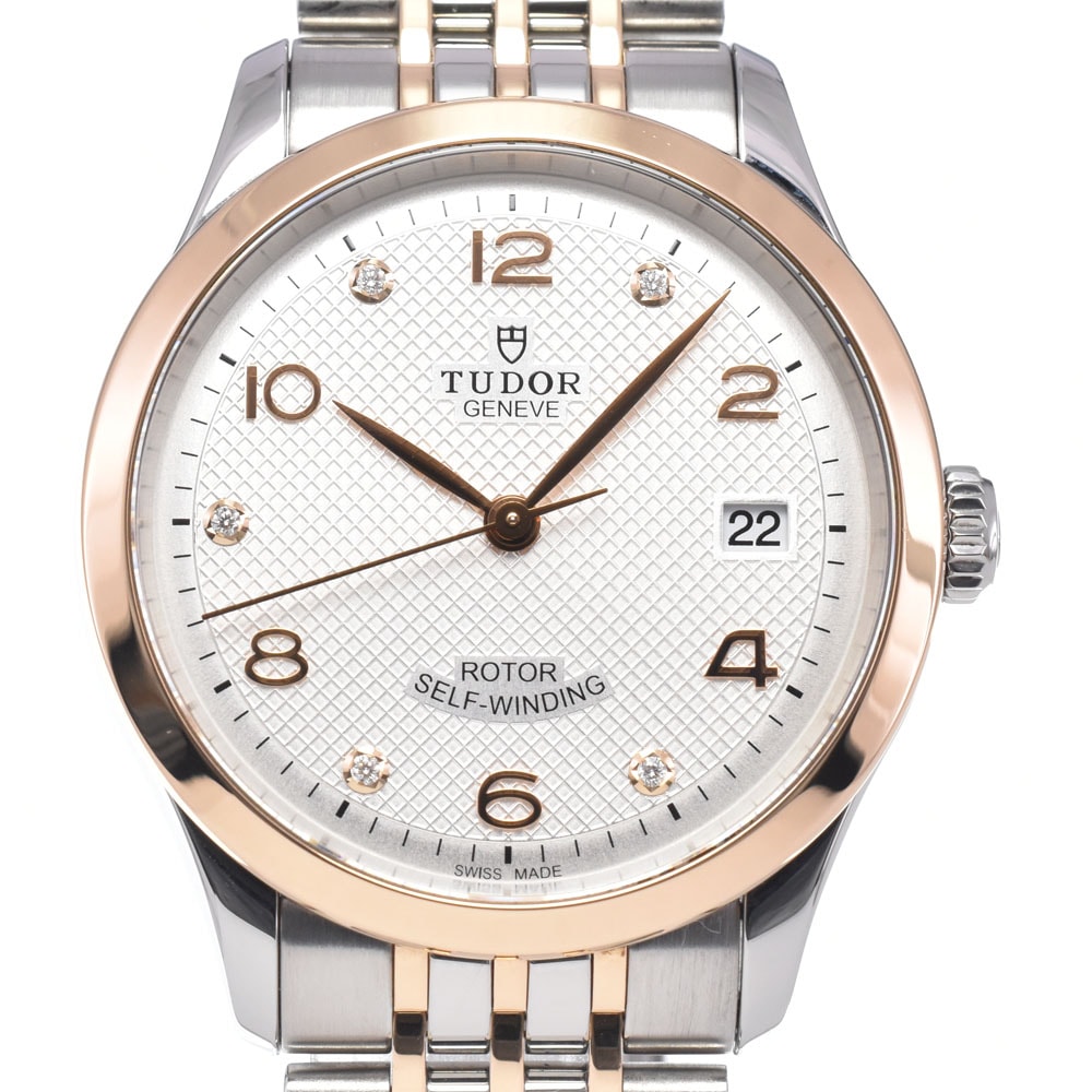 チューダー TUDOR Ref.91451 1926 デイト 5Pダイヤモンド シルバー/ローズゴールド 自動巻き メンズ 美品 保証書付き 腕時計 A#149318