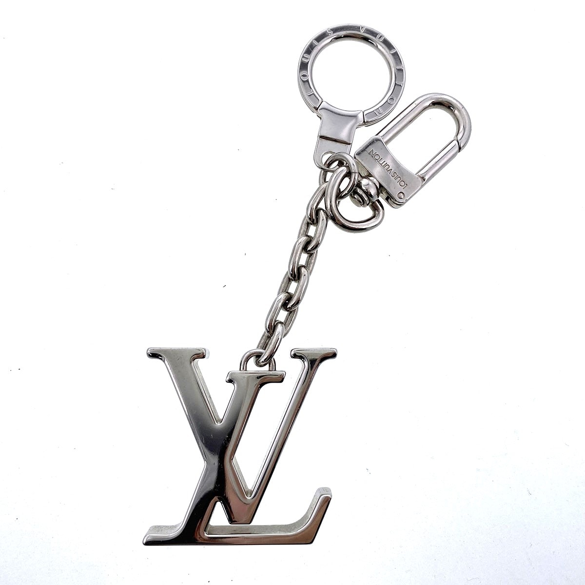 【値下げ】LOUIS VUITTON ルイ・ヴィトン ポルトクレ イニシアルLV キーホルダー M65071 メタル シルバー  レディース【中古】