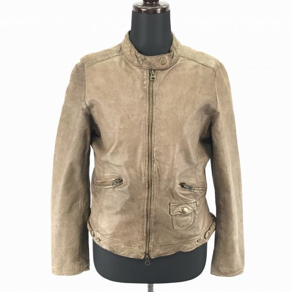 ジャーナルスタンダード★羊革/シープレザーライダースジャケット【Women's size-M/茶】シングル/ジップポケット/relume◆BA913L