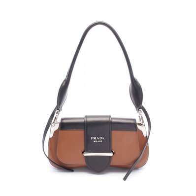 プラダ PRADA CITY CALF ショルダーバッグ バッグ レザー レディース ブラウン系 / ブラック系 1BD168 【中古】