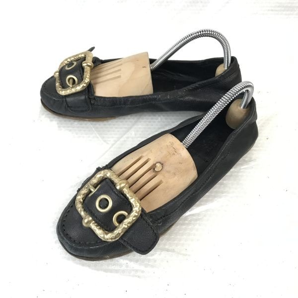 miumiu/ミュウミュウ★レザーフラットシューズ【36.5/23.0-23.5程度/黒/black】バレエシューズ/パンプス/靴/Shoes/sandal◆cQ-557