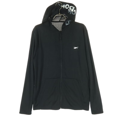 Reebok リーボック ワンポイントロゴ 長袖 ジップパーカー L ブラック