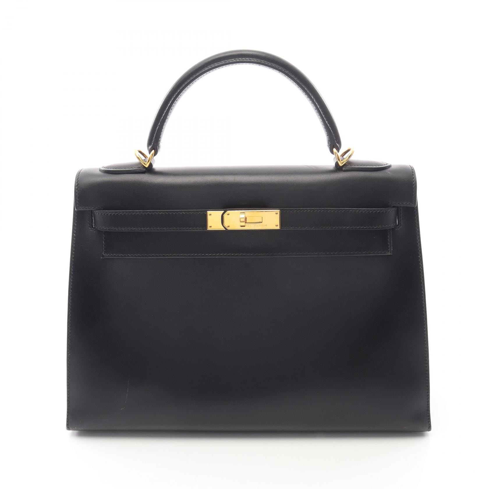 エルメス HERMES ケリー32 2WAY ハンドバッグ バッグ カーフ(牛革) ボックスカーフ □D刻印(2000年製造) レディース ブラック系 【中古】