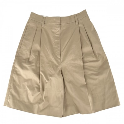 PRADA プラダ パンツ ハーフパンツ ボトムス アパレル 服 サイズ40S ベージュ シルバー金具 コットン レディース 春 秋 美品【中古品】