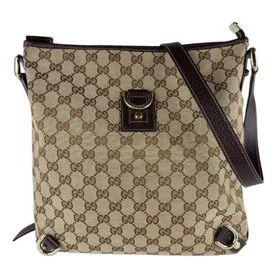 グッチ GUCCI ショルダーバッグ GGキャンバス/レザー ブラウン ユニセックス 131326【中古】 z9712