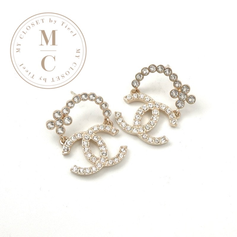 シャネル CHANEL ピアス イヤリング ゴールド ココマーク フラワー ラインストーン