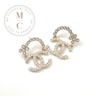 シャネル CHANEL ピアス イヤリング ゴールド ココマーク フラワー ラインストーン