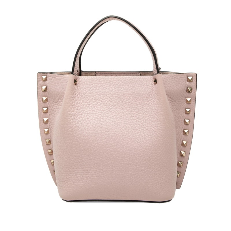 ヴァレンチノ ロックスタッズ ハンドバッグ ピンク レザー レディース Valentino 【中古】
