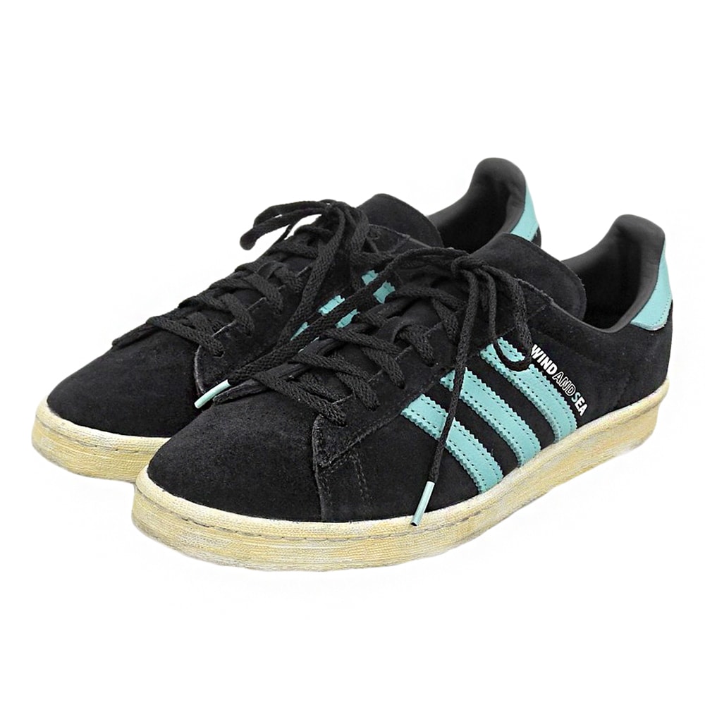 アディダス WIND AND SEA atmos adidas Campus 80 スニーカー シューズ メンズ ブラック×ミントブルー 27.5cm 9 1/2(US)