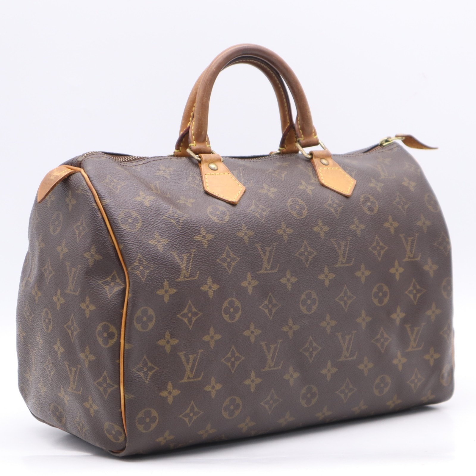 LOUIS VUITTON ルイ・ヴィトン モノグラム スピーディ35 M41524 ハンドバッグ ブラウン ベージュ コーティングキャンバス レザー レディース