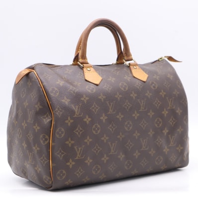 LOUIS VUITTON ルイ・ヴィトン モノグラム スピーディ35 M41524 ハンドバッグ ブラウン ベージュ コーティングキャンバス レザー レディース