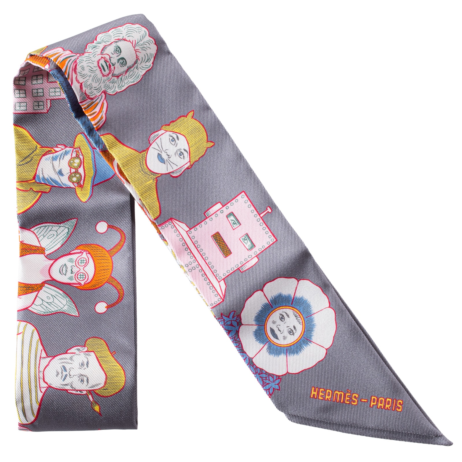HERMES エルメス ツイリー Dresse Code ドレス・コード 063780S 43 2021AW スカーフ シルク グレー マルチカラー【中古】