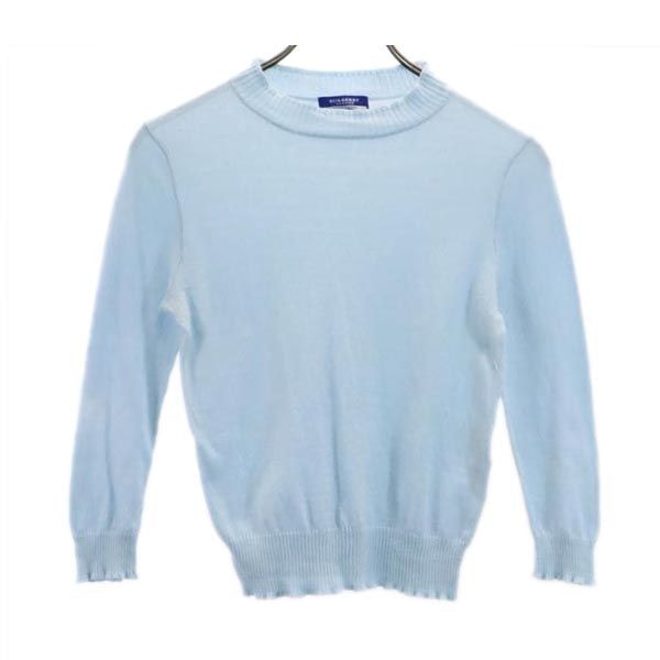 BURBERRY BLUE LABEL バーバリーブルーレーベル 三陽商会 アンゴラブレンド 7分袖 セーター M ライトブルー ニット