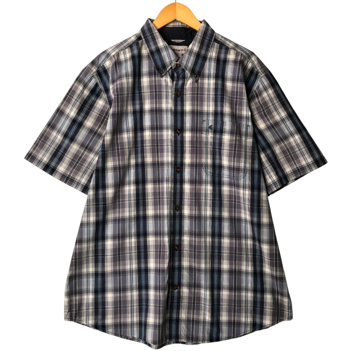 古着 カーハート Carhartt RELAXED FIT チェック柄 ボタンダウン 半袖 ワークシャツ メンズXL相当/eaa576951